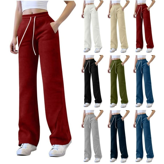 BXINGOHAI Women's High Waisted Sweatpants Workout Active Joggers Pants Baggy Lounge Bottoms Red 2XL