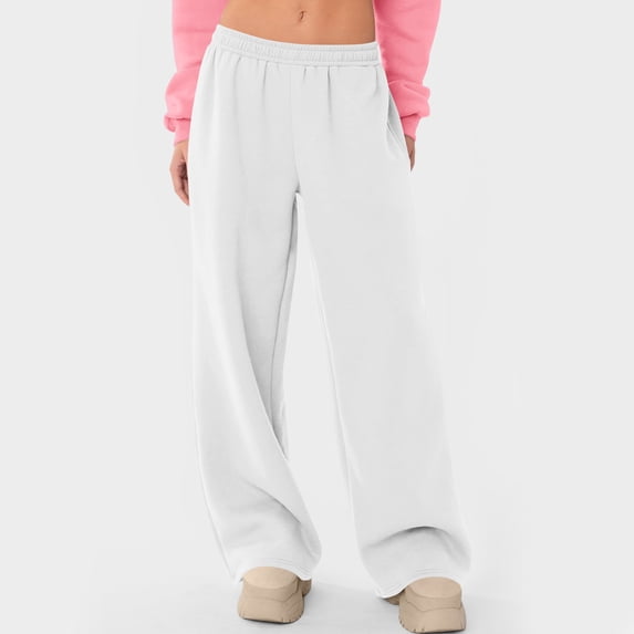 BXINGOHAI Women's High Waisted Sweatpants Workout Active Joggers Pants Baggy Lounge Bottoms White 2XL