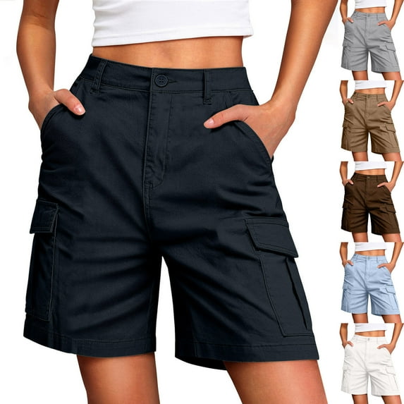 BXINGOHAI Women's Hiking Cargo Shorts Quick Dry Lightweight Golf Athlectic Casual Trendy Shorts with Pockets White XL