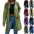 thumbnail image 1 of BXINGOHAI Women's Hooded Rain Jacket Long Waterproof Raincoat Casual Full Zip Windbreaker Pockets Purple S, 1 of 7