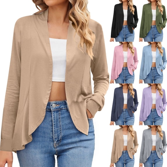BXINGOHAI Women’s Lightweight Cardigan with Pockets Long Sleeve Open Front Cardigan for Women Navy 2XLL