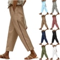 thumbnail image 1 of BXINGOHAI Women's Linen Summer Palazzo Pants Flowy Wide Leg Beach Pants with Pockets Brown,M, 1 of 7