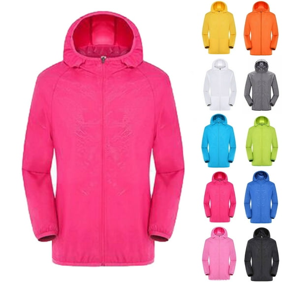 BXINGOHAI Women's Long Jackets Windbreaker Rain Coat Hooded Softshell Windproof Red M