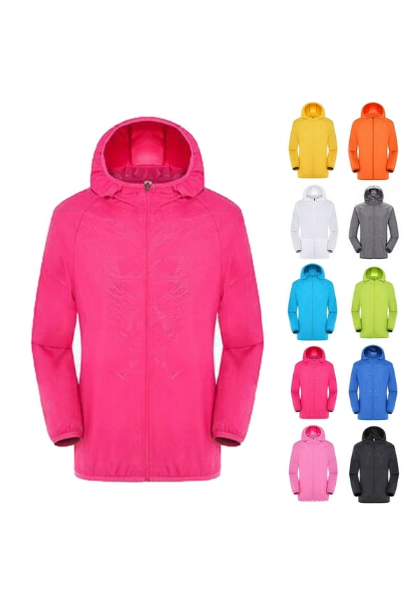 Women's Long Jackets Windbreaker Rain Coat Hooded Softshell Windproof Red S