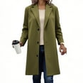 thumbnail image 1 of BXINGOHAI Women's Long Pea Coat Single Breasted Notch Lapel Trench Coat Office Work Peacoat Jacket Dress Coat Army Green L, 1 of 6