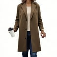 thumbnail image 1 of BXINGOHAI Women's Long Pea Coat Single Breasted Notch Lapel Trench Coat Office Work Peacoat Jacket Dress Coat Brown 5XLL, 1 of 6