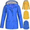 thumbnail image 1 of BXINGOHAI Women's Long Rain Jacket Waterproof Rain Coat with Hood Outdoor Light Raincoats Windbreaker Yellow 5XL, 1 of 4