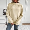 thumbnail image 1 of BXINGOHAI Women's Long Sleeve Oversized Pullover Solid Color Hoodie Fall Winter Sweatshirt with Pocket Beige,XL, 1 of 8