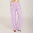 thumbnail image 1 of BXINGOHAI Women's Lounge Pants Wide Leg Yoga Sweatpants with Pockets High Waisted Drawstring Lounge Loose Workout Jogger Purple,L, 1 of 5