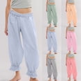 thumbnail image 1 of BXINGOHAI Women's Lounge Pants with Pockets Drawstring Lightweight Loose Comfy Casual Pajama Pants Light Blue L, 1 of 8