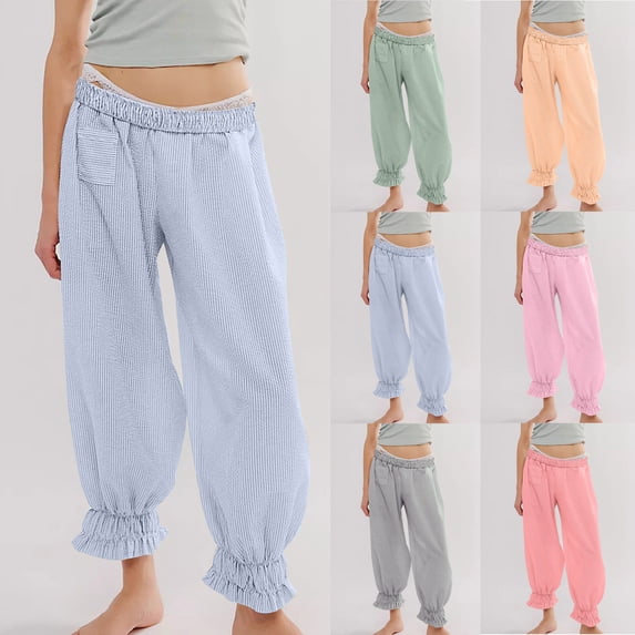 BXINGOHAI Women's Lounge Pants with Pockets Drawstring Lightweight Loose Comfy Casual Pajama Pants Pink XL