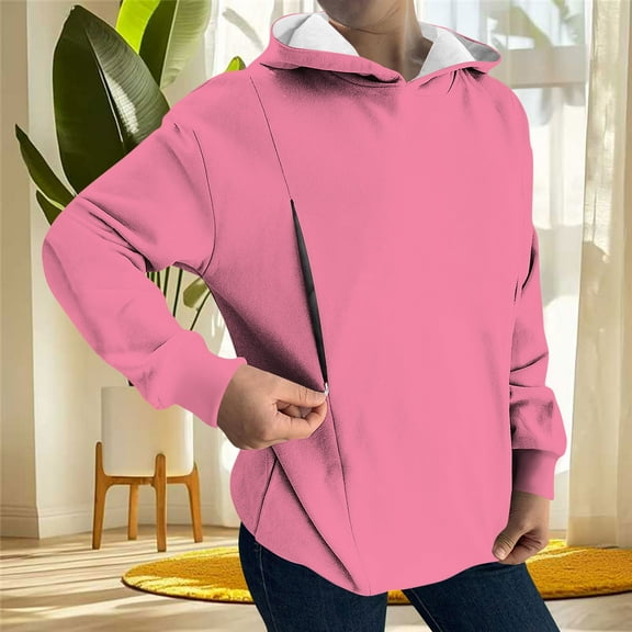 BXINGOHAI Women's Nursing Hoodie Sweatshirt Long Sleeves Breastfeeding Maternity Tops Casual Clothes