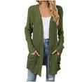 thumbnail image 1 of BXINGOHAI Women's Open Front Cardigan Solid Long Sleeve Tops Soft Comfy Casual Outwear Coats With Pockets Army Green,L, 1 of 4