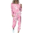 thumbnail image 1 of BXINGOHAI Women's Oversized 2 Piece Sweatsuit Pink Ribbon Graphic Breast Cancer Pullover Sets Crewneck Long Sleeve Sweatshirt and Drawstring Sweatpants Matching Set Today Pink,XXXL, 1 of 5