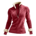 thumbnail image 1 of BXINGOHAI Women's Oversized Fleece Sweatshirt Long Sleeve Half Zip Sherpa Y2k Fleece Pullover Top With Pockets Red 2XL, 1 of 6