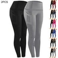 thumbnail image 1 of BXINGOHAI Women's Plus Size Leggings with Pocket High Waist Tummy Control Yoga Pants Workout Running Black Leggings Dark Gray M, 1 of 7