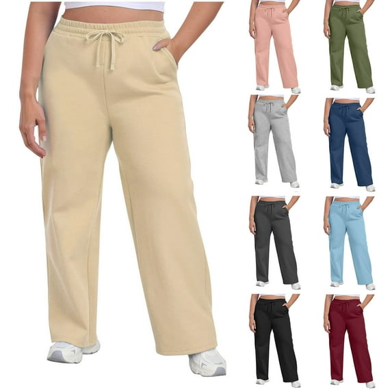 BXINGOHAI Women's Plus Size Sweatpants Wide Leg Cargo Lounge Pants High Waist Ladies Slacks Drawstring Jogger with Pockets Wine 4XL