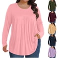 thumbnail image 1 of BXINGOHAI Women's Plus Size Tops Long Sleeve Crewneck Oversized T Shirts Loose Casual Tunics Pink,4XL, 1 of 7