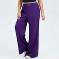 thumbnail image 1 of BXINGOHAI Women's Plus Size Wide Leg Pants Elastic Waist Casual Pants Loose Fit Sweatpants with Pockets Drawstring Purple 2XL, 1 of 6