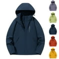 thumbnail image 1 of BXINGOHAI Women's Rain Jacket Lightweight Waterproof Rain Coat with Hooded Windproof Adjustable Windbreaker Dark Blue XL, 1 of 4