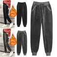 thumbnail image 1 of BXINGOHAI Women's Sherpa Lined Sweatpants Winter Warm Fleece Pants Thermal Pants for Lounge Outdoor Snow Dark Gray XXXL, 1 of 7