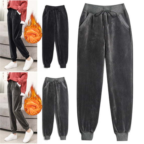 BXINGOHAI Women's Sherpa Lined Sweatpants Winter Warm Fleece Pants Thermal Pants for Lounge Outdoor Snow Dark Gray XXXL