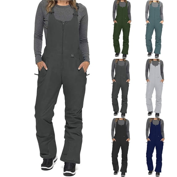 BXINGOHAI Women's Snow Bibs Ski Waterproof Windproof Insulated Overalls Ripstop Snowboard Pants Winter Dark Gray 2XL