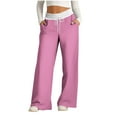 thumbnail image 1 of BXINGOHAI Women's Solid Sweatpants Drawstring Wide Leg Pants High Waisted Loose Sweatpant Outdoor Running Joggers Pant With Pockets Today Pink,XXL, 1 of 4