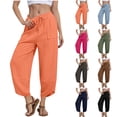 thumbnail image 1 of BXINGOHAI Women's Wide Leg Palazzo Lounge Pants with Pockets Light Weight Loose Comfy Casual Pajama Pants Navy,L, 1 of 7