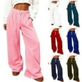 thumbnail image 1 of BXINGOHAI Women's Wide Leg Sweatpants High Waisted Baggy Interior Drawstring Joggers Straight Leg Sweat Pants with Pockets Pink XL, 1 of 7