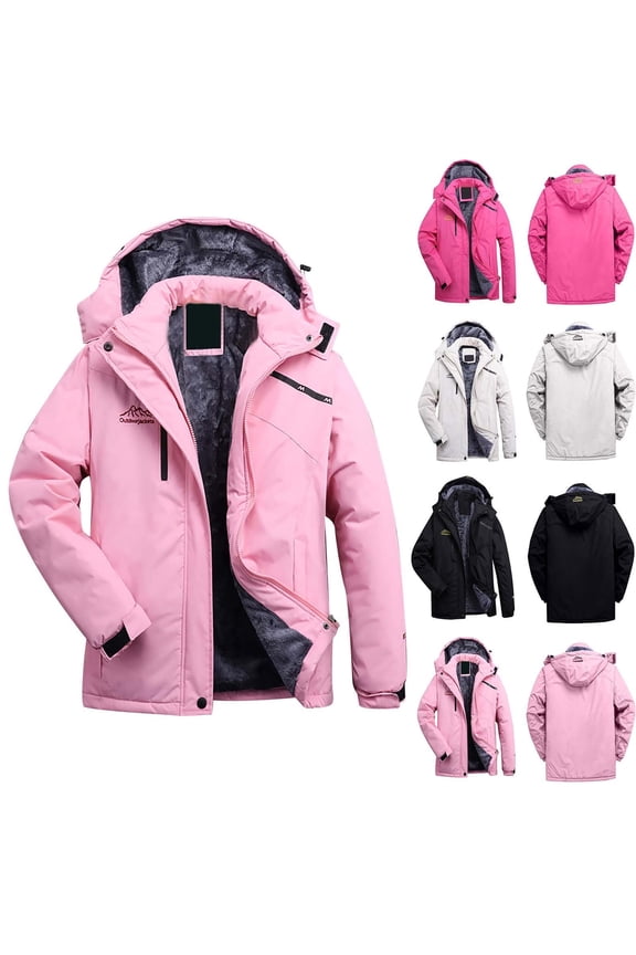 Women's Winter Coats Waterproof Snow Ski Jacket Hood Fleece Lined Warm Mountain Snowboarding Windbreaker Red L
