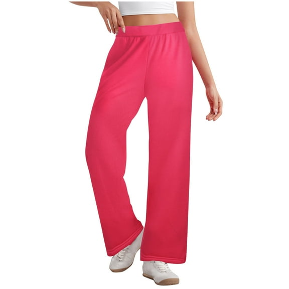 BXINGOHAI Women's Yoga Pants Wide Leg Sweatpants for Women Comfy Lounge Workout Pants With Pockets Clearance Sale Hot Pink,L
