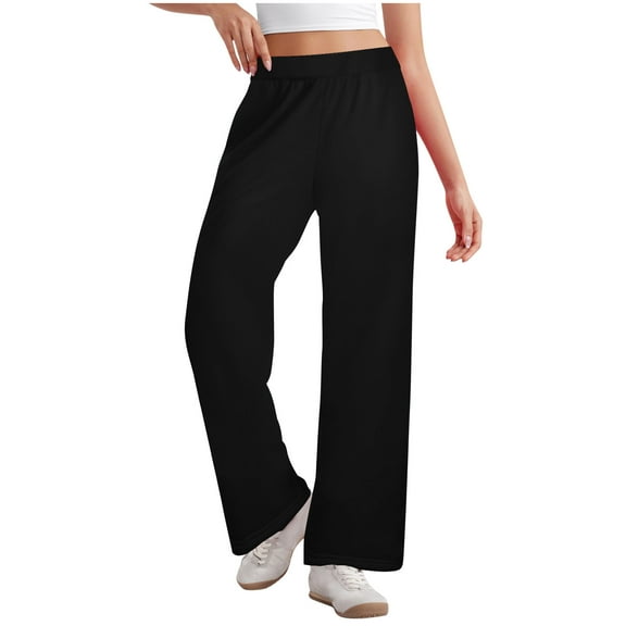 BXINGOHAI Women's Yoga Pants Wide Leg Sweatpants for Women Comfy Lounge Workout Pants With Pockets Black,XL