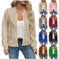 thumbnail image 1 of BXINGOHAI Women's Zip Up Textured Lightweight Bomber Jacket Casual Long Sleeve Outerwear Pink M, 1 of 7
