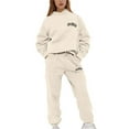 thumbnail image 1 of BXINGOHAI Womens 2 Piece Fleece Outfits Drawstring Pockets Sweatsuit Solid Long Sleeve Hoodie Sweatshirt With Jogger Pants Tracksuit Lounge Set Sale Beige,L, 1 of 1