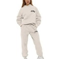 thumbnail image 1 of BXINGOHAI Womens 2 Piece Fleece Outfits Drawstring Pockets Sweatsuit Solid Long Sleeve Hoodie Sweatshirt With Jogger Pants Tracksuit Lounge Set Today Gray,XXL, 1 of 5