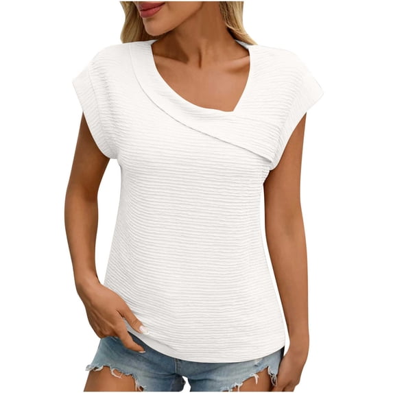 BXINGOHAI Womens Basic T Shirts Summer Tops Short Sleeve Tees Comfy Casual Vacation Clothes White M