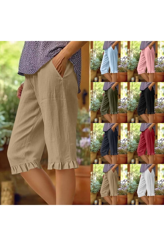 Womens Bermuda Shorts Knee Length with Pockets High Waisted Stretchy Casual Walking Long Shorts for Women Navy L