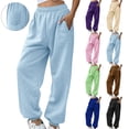 thumbnail image 1 of BXINGOHAI Womens Bottom Sweatpants Pockets High Waist Sporty Gym Athletic Fit Jogger Pants Lounge Trousers Purple S, 1 of 6