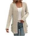 thumbnail image 1 of BXINGOHAI Womens Cardigan Jackets Fashion Brushed Stripe Coat Solid Long Sleeved Pockets Sweater Fall Outdoor Daily Outwear Beige,S, 1 of 4