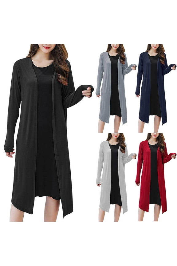 Womens Cardigans Lightweight Long Sleeve Duster Casual Long Cardigan Outerwear with Pockets Navy,XL