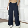 thumbnail image 1 of BXINGOHAI Womens Cargo Sweatpants Casual Baggy High Waisted Joggers Pants with Pockets Straight Leg Pants Navy S, 1 of 8