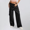 thumbnail image 1 of BXINGOHAI Womens Cargo Sweatpants Fleece Wide Leg Sweat Pants High Waisted Baggy Athletic Joggers Pants with Pockets Black,2XL, 1 of 5