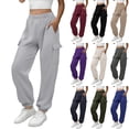 thumbnail image 1 of BXINGOHAI Womens Cargo Sweatpants Oversized Fleece Joggers Fall Fashion Outfits Y2k Clothes with Pockets Beige 2XL, 1 of 7