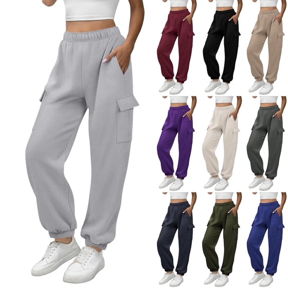 BXINGOHAI Womens Cargo Sweatpants Oversized Fleece Joggers Fall Fashion Outfits Y2k Clothes with Pockets Beige 2XL