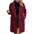 thumbnail image 1 of BXINGOHAI Womens Fall Winter Coat Jacket Thermal Fleece Long Sleeved Cardigan Fashion Solid Color Top Button Pockets Wine,S, 1 of 5