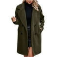 thumbnail image 1 of BXINGOHAI Womens Fall Winter Coat Jacket Thermal Fleece Long Sleeved Cardigan Fashion Solid Color Top Button Pockets Today Sales Army Green,XL, 1 of 6