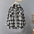 thumbnail image 1 of BXINGOHAI Womens Flannel Shacket Plaid Button Down Long Sleeve Shirts Jacket Coats Fall Outfits Fashion Clothes Black S, 1 of 3