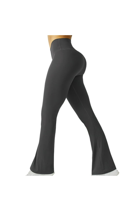 Womens Flare Yoga Pants Soft High Waist Leggings Pants Fitness Workout Long Pants Athletic Gym Active Pants Gray,XXL