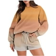 thumbnail image 1 of BXINGOHAI Womens Gradient 2 Piece Sets Thin Fleece Long Sleeved Sweatsuit Round Neck Sweatshirts and Sweat Shorts Casual Fall Winter Outfits Today Sales Orange,L, 1 of 6